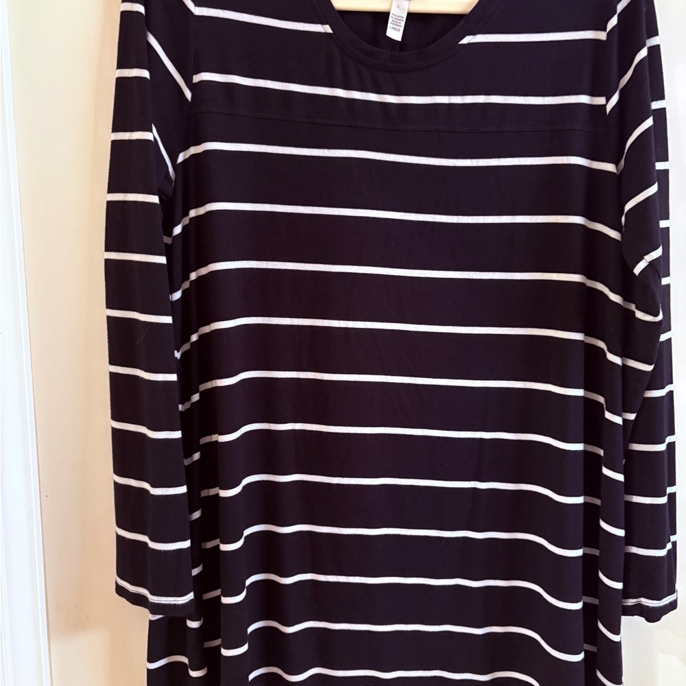 Soma Black and White Striped Long Sleeve Top
